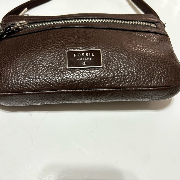 Fossil Rich Chocolate Brown Pebble Leather Crossbody Bag EC - Picture 3 of 8